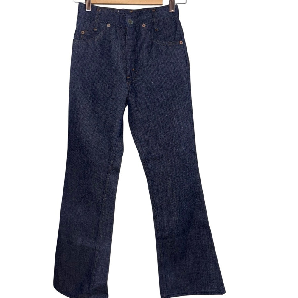 Vintage 70's Levi's Bell Bottom Jeans new deadstock Sz 24 Raw Denim USA - Picture 3 of 8